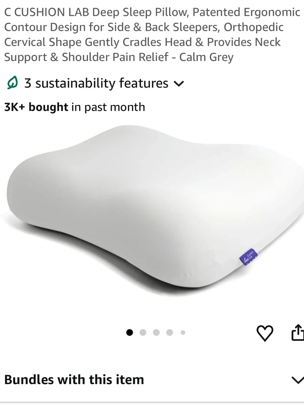 NEW C Cushion Lab Deep Sleep Pillow Orthopedic Memory Foam Pillow - Calm Grey